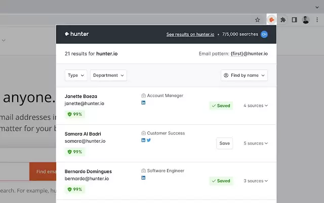 Hunter.io : Le Guide Complet pour Découvrir et Maîtriser l'Outil de Recherche d'E-mails 9 application chrome hunter.io