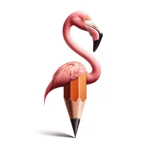 flamant rose en forme de crayon